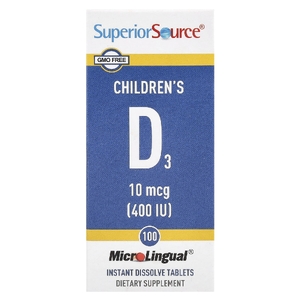 Superior Source, D3, для детей, 10 мкг (400 МЕ), 100 быстрорастворимых таблеток MicroLingual®
