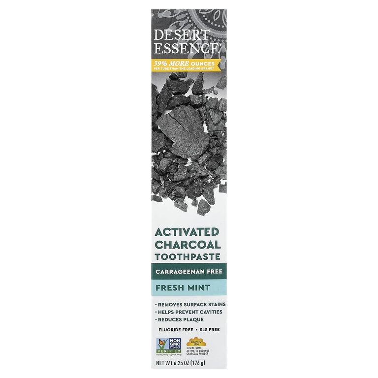 Desert Essence, Зубная паста с активированным углем, свежая мята, 176 г (6,25 унции)