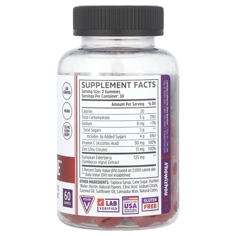 Zhou Nutrition, Elder-Mune ™, максимальная крепость, натуральное ягодное ассорти, 60 жевательных мармеладок