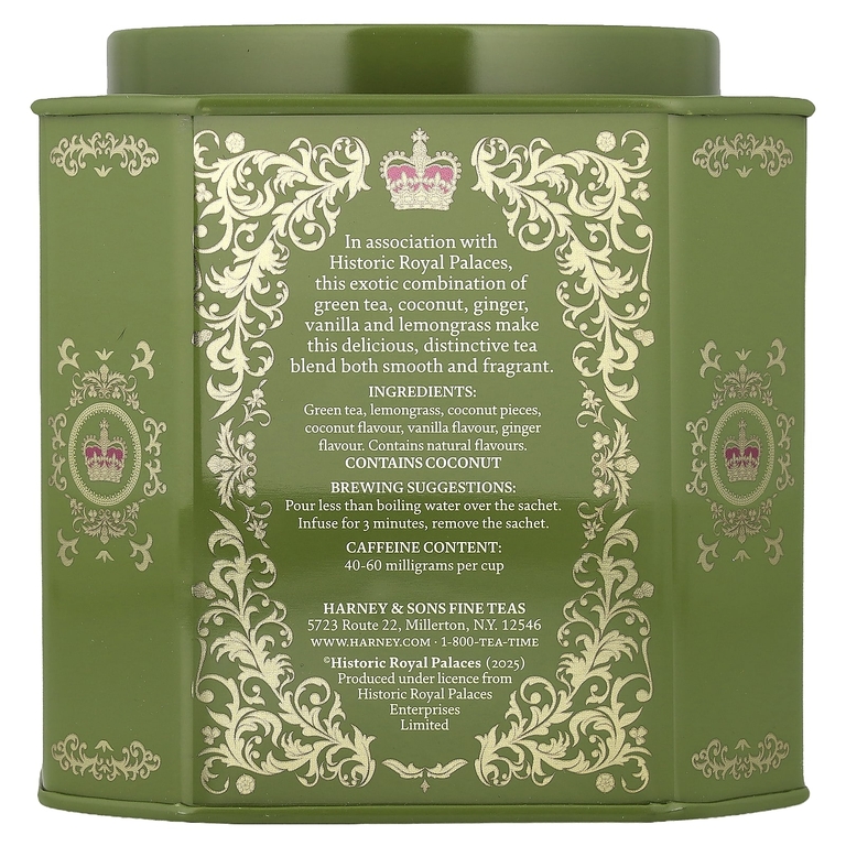 Harney & Sons, зеленый чай с кокосом, 30 пакетиков, 60 г (2,11 унции)