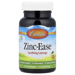 Carlson, Zinc-Ease™, успокаивающие пастилки, натуральный лимонный вкус, 42 пастилки