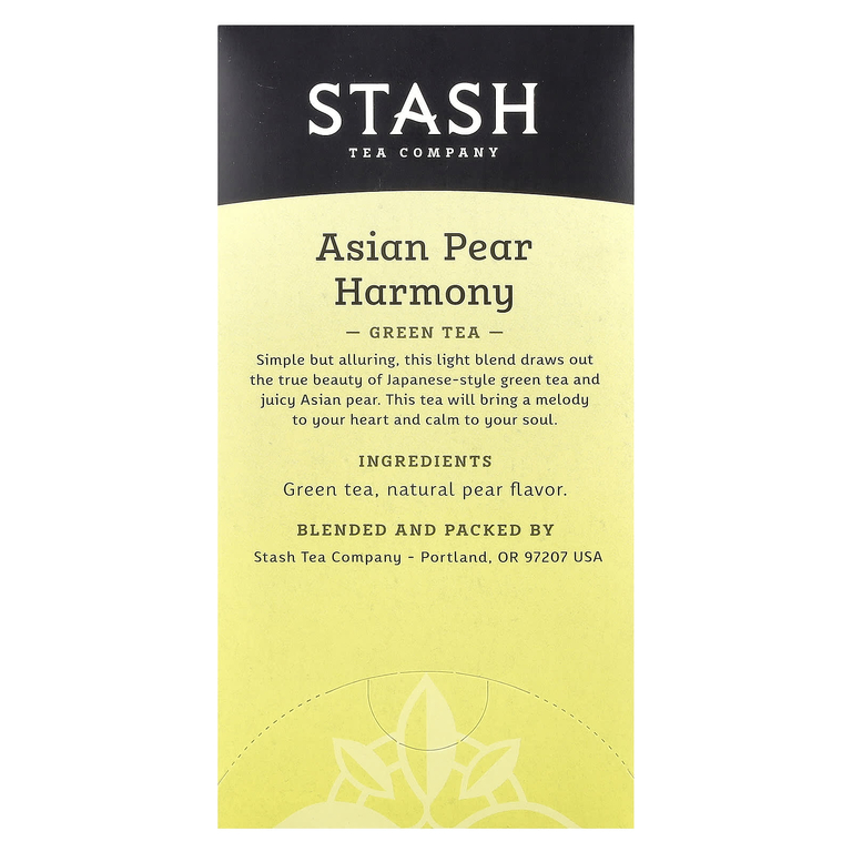 Stash Tea, зеленый чай, азиатская груша, 18 чайных пакетиков, 34 г (1,1 унции)