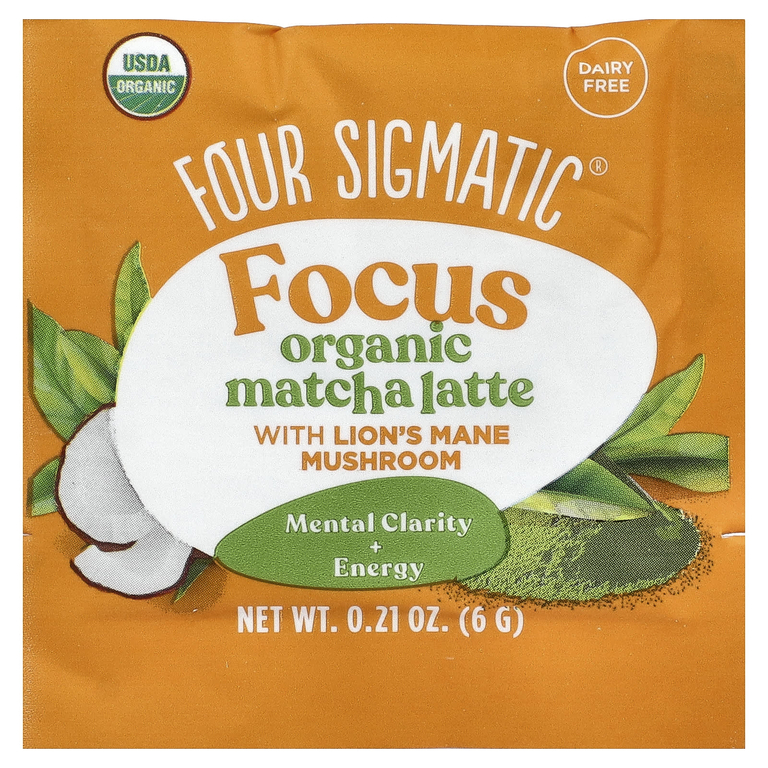 Four Sigmatic, Focus, органический латте матча с грибом гребенчатого и матча, 10 пакетиков, 0,21 унции (6 г)