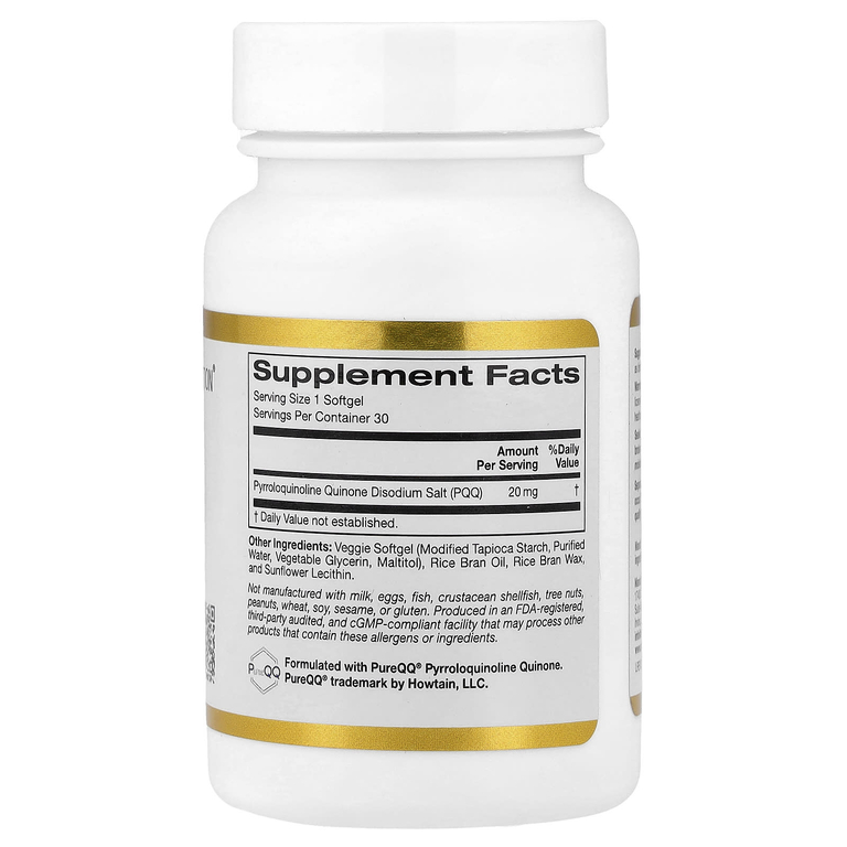California Gold Nutrition, пирролохинолинхинон, 20 мг, 30 растительных капсул