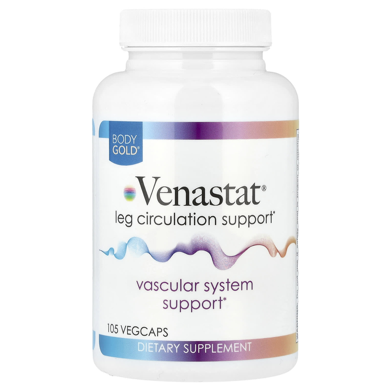 BodyGold, Venastat®, поддержка кровообращения в ногах, 105 растительных капсул