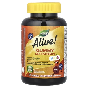 Nature's Way, Alive! Kids, жевательные мультивитамины, со вкусом вишни, апельсина и винограда, 60 жевательных таблеток