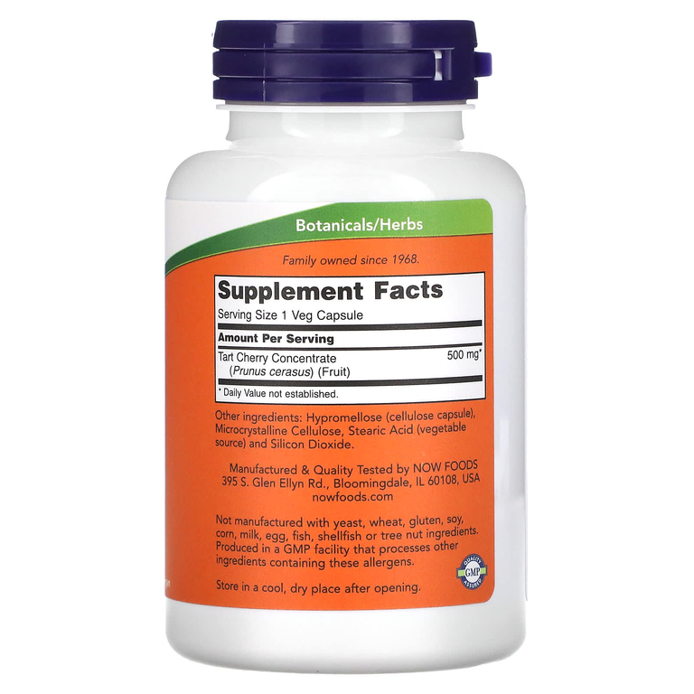 NOW Foods, Вишня, 500 мг, 90 вегетарианских капсул