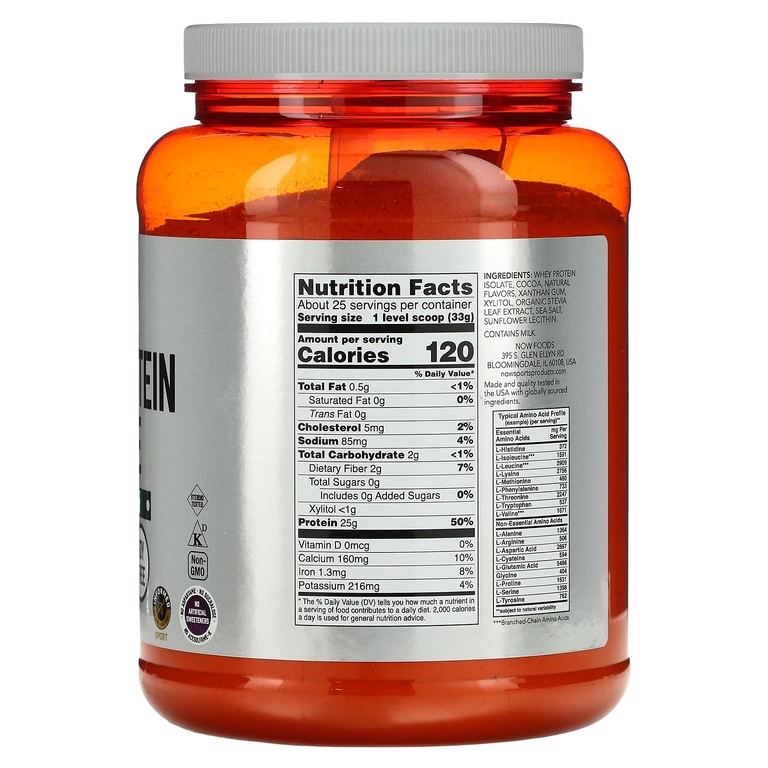 NOW Foods, Спорт, изолят сывороточного протеина, сливочный шоколад, 816 г (1,8 фунта)