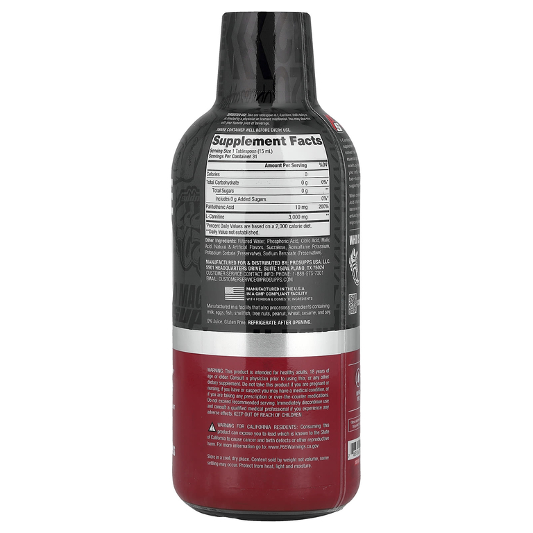 ProSupps, L-карнитин 3000, Liquid Shot, ягодный вкус, 473 мл (16 жидк. унций)
