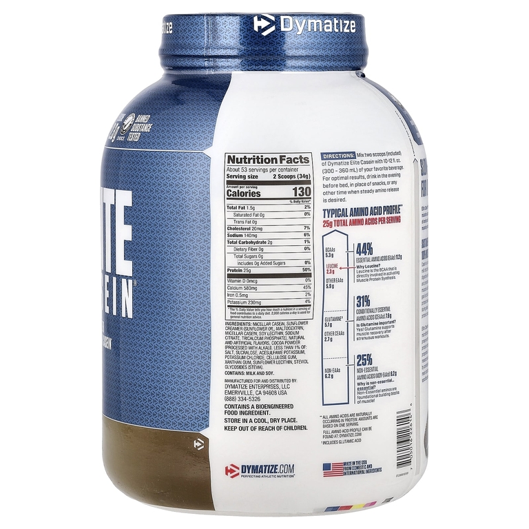Dymatize, Elite Casein, казеин, со вкусом печенья и сливок, 1,8 кг (4 фунта)
