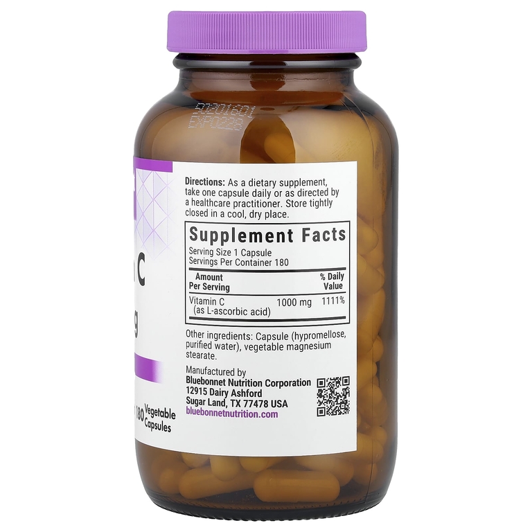 Bluebonnet Nutrition, витамин C, 1000 мг, 180 вегетарианских капсул