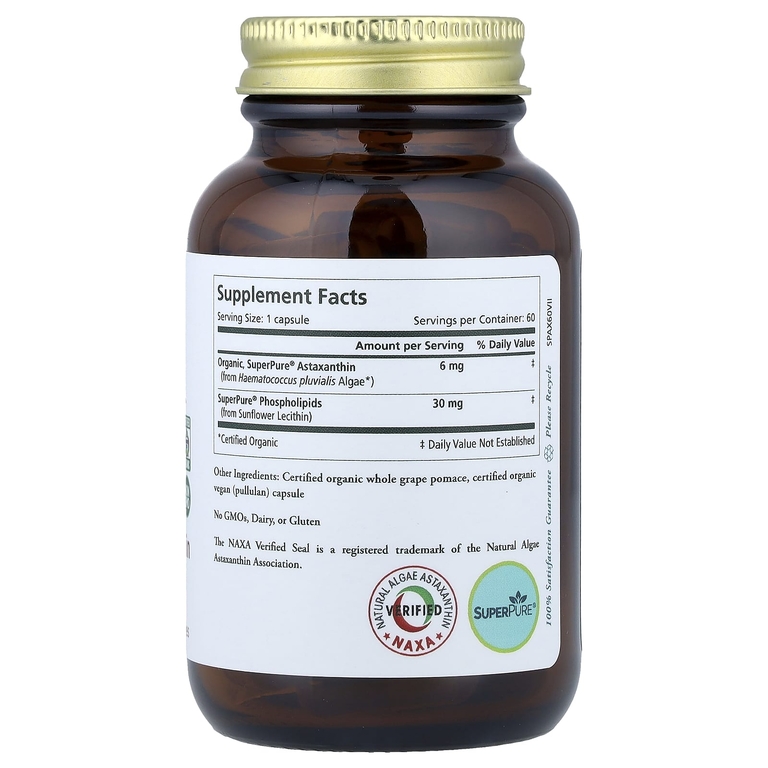 Pure Synergy, SuperPure, астаксантин, органический экстракт, 60 капсул