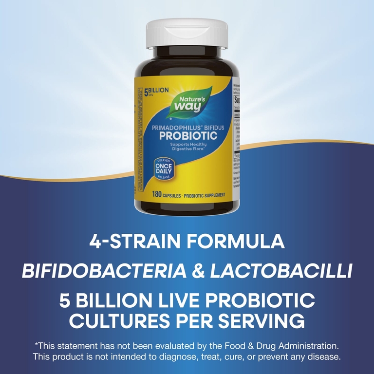 Nature's Way, Primadophilus®, бифидобактерии, пробиотик, 5 млрд КОЕ, 180 капсул