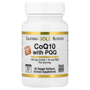 California Gold Nutrition, коэнзим Q10 с PQQ, убихинон класса USP, в растительных капсулах из тапиоки с подсолнечным лецитином, 100 мг, 60 растительных капсул
