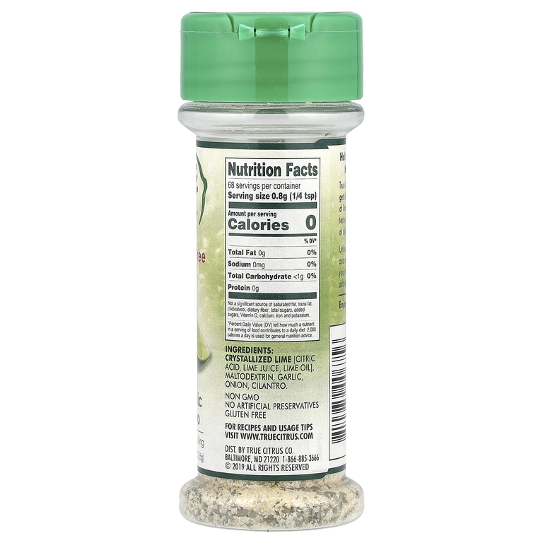 True Citrus, True Lime, кристаллизованный лайм с чесноком и кориандром, без соли, 55 г (1,94 унции)