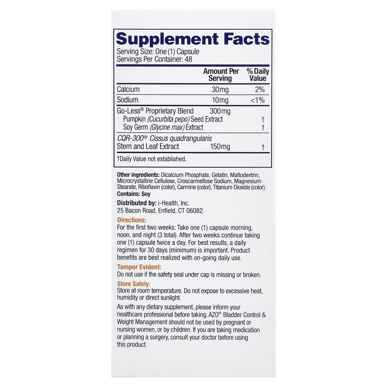 AZO, Bladder Control & Weight Management, 48 капсул