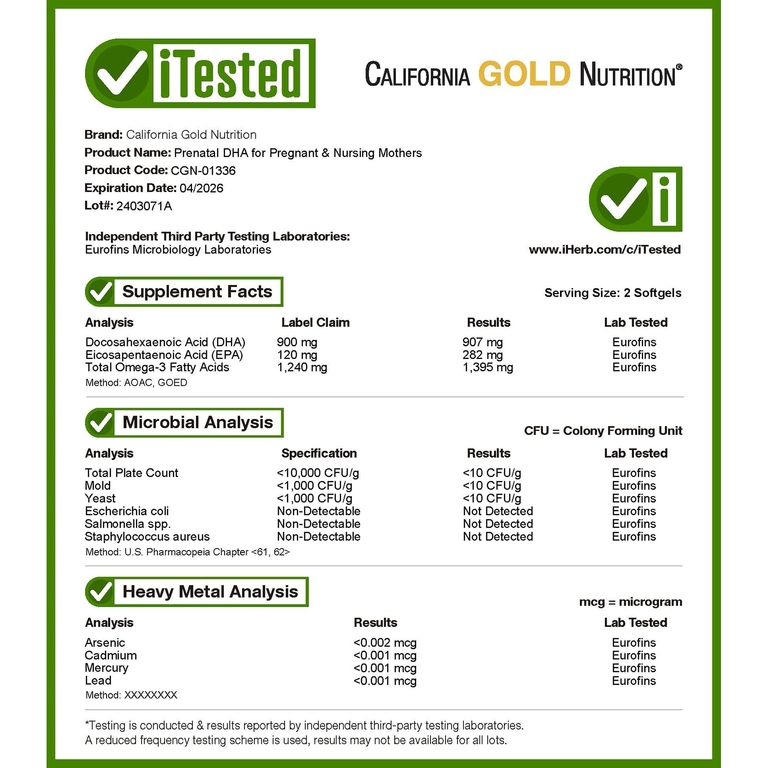 California Gold Nutrition, пренатальная ДГК, омега-3 жирные кислоты ДГК и ЭПК с холином для беременных и кормящих матерей, 60 капсул из рыбьего желатина