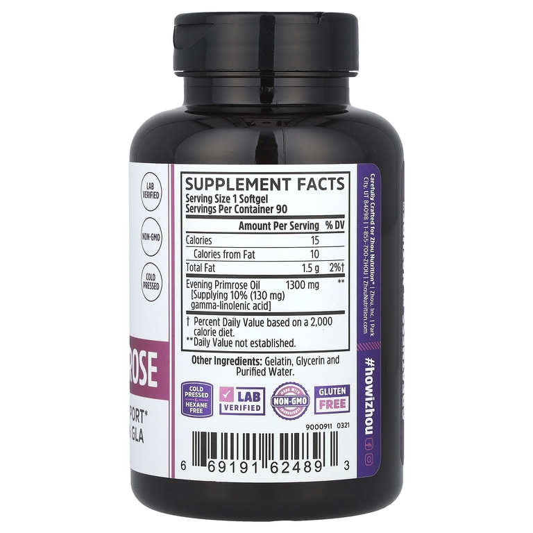 Zhou Nutrition, Примула вечерняя, 90 мягких таблеток (Товар снят с продажи) 