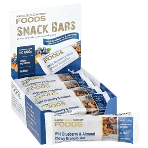 California Gold Nutrition, Foods, жевательные батончики-мюсли с дикой голубикой и миндалем, 12 шт. по 40 г (1,4 унции)