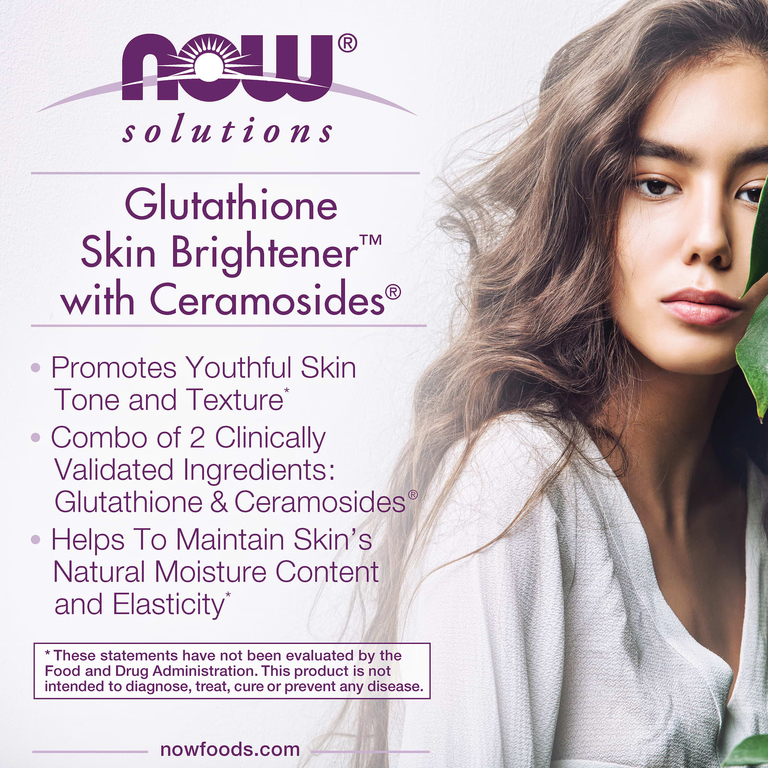 NOW Foods, Solutions, Glutathione Skin Brightener™, 30 растительных капсул