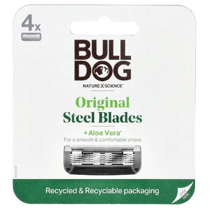 Bulldog Skincare For Men, Original Steel Blades, запасной блок, 4 шт.