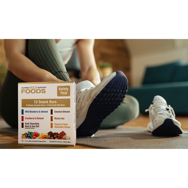 California Gold Nutrition, FOODS, батончики-снеки, ассорти вкусов, 12 батончиков по 40 г (1,4 унции)