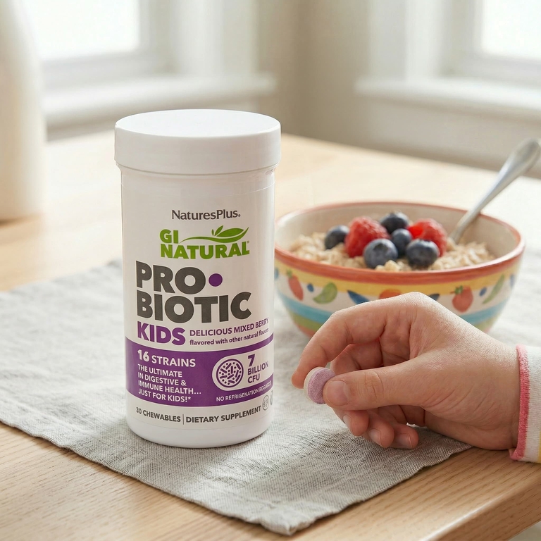 NaturesPlus, GI Natural®, пробиотик для детей, со вкусом ягод, 30 жевательных таблеток