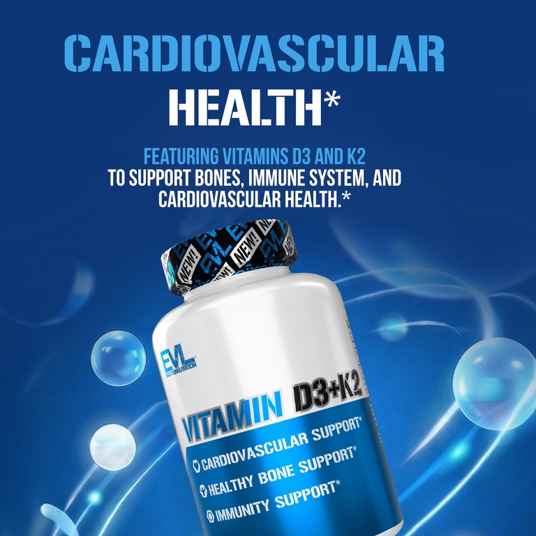 EVLution Nutrition, витамины D3 и К2, 60 растительных капсул