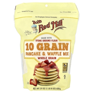Bob's Red Mill, Смесь для блинов и вафель из 10 злаков, цельнозерновые, 680 г (24 унции)
