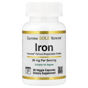 California Gold Nutrition, Ferrochel®, железо (бисглицинат), 36 мг, 90 растительных капсул