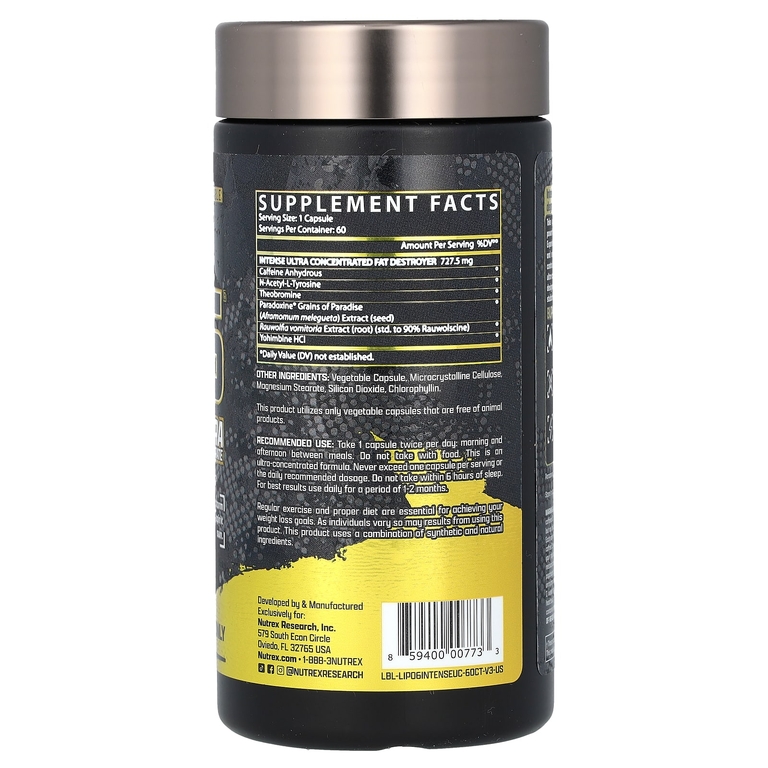Nutrex Research, LIPO-6 Black Intense, ультраконцентрат, 60 черных капсул