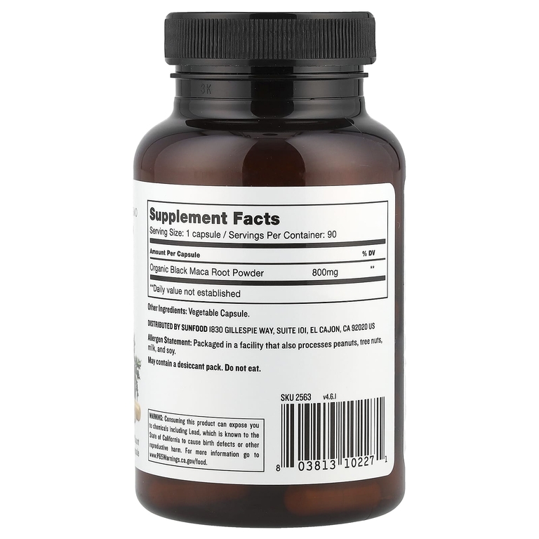 Sunfood, Капсулы черной мака, 800 мг, 90 капсул