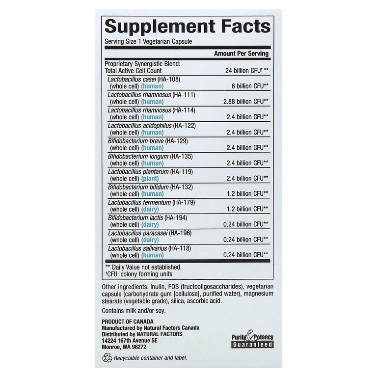 Natural Factors, Ultimate Probiotic, формула 24/12, 60 вегетарианских капсул