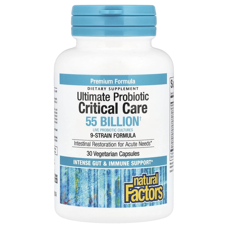 Natural Factors, Ultimate Probiotic, критический уход, 55 млрд КОЕ, 30 вегетарианских капсул