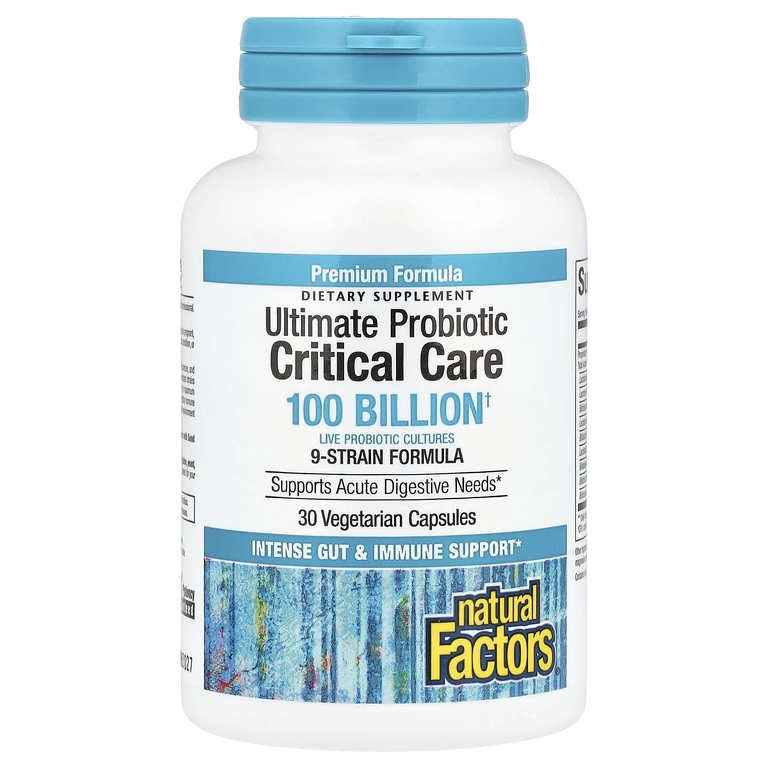 Natural Factors, Ultimate Probiotic Critical Care, пробиотики для лечения критических состояний, 100 миллиардов КОЕ, 30 вегетарианских капсул