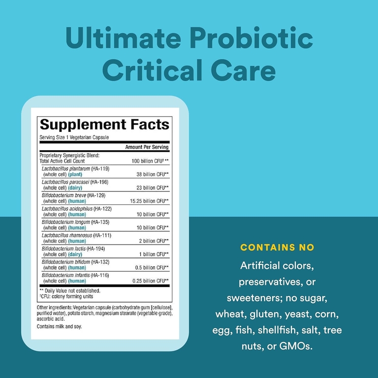 Natural Factors, Ultimate Probiotic Critical Care, пробиотики для лечения критических состояний, 100 миллиардов КОЕ, 30 вегетарианских капсул