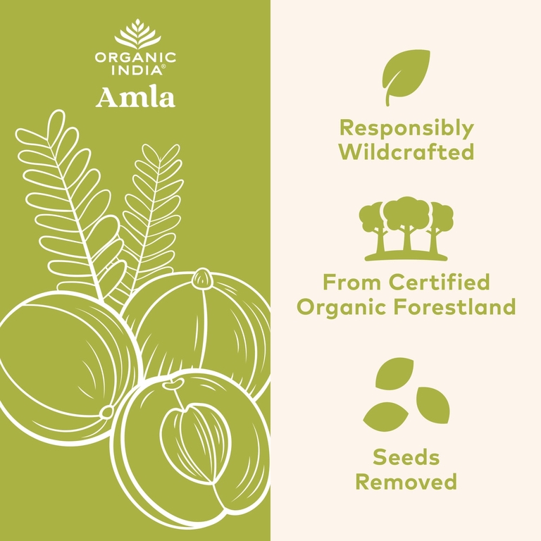 Organic India, Амла, 90 вегетарианских капсул (500 мг на капсулу)