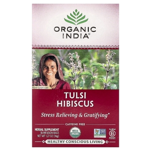 Organic India, Tulsi Tea, гибискус, без кофеина, 18 пакетиков для заваривания, 36 г (1,27 унции)