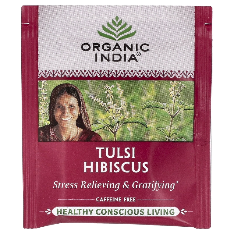 Organic India, Tulsi Tea, гибискус, без кофеина, 18 пакетиков для заваривания, 36 г (1,27 унции)