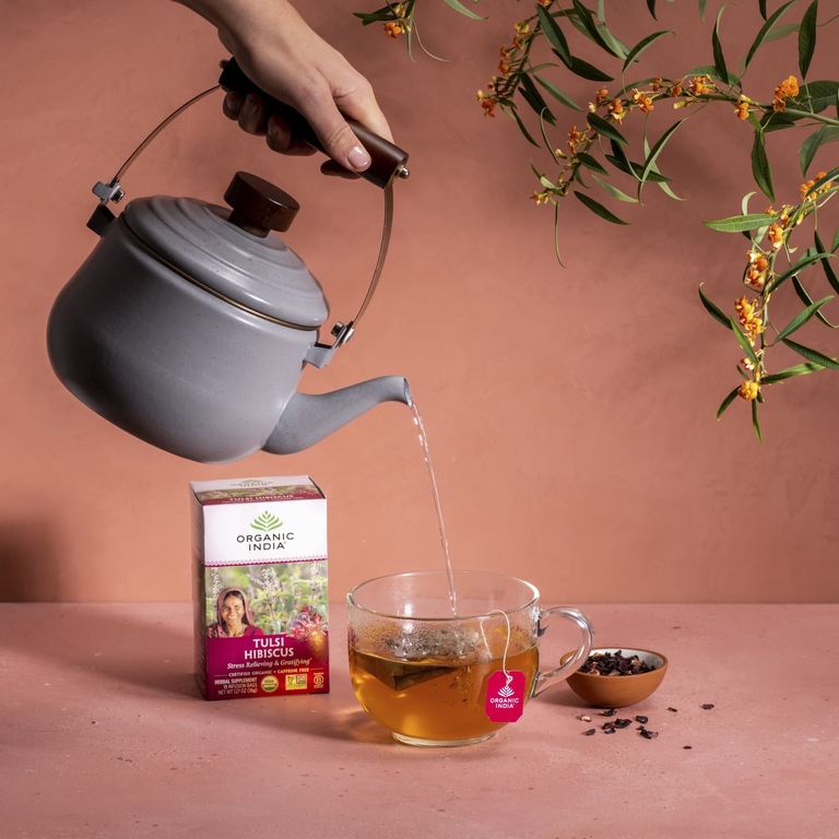 Organic India, Tulsi Tea, гибискус, без кофеина, 18 пакетиков для заваривания, 36 г (1,27 унции)
