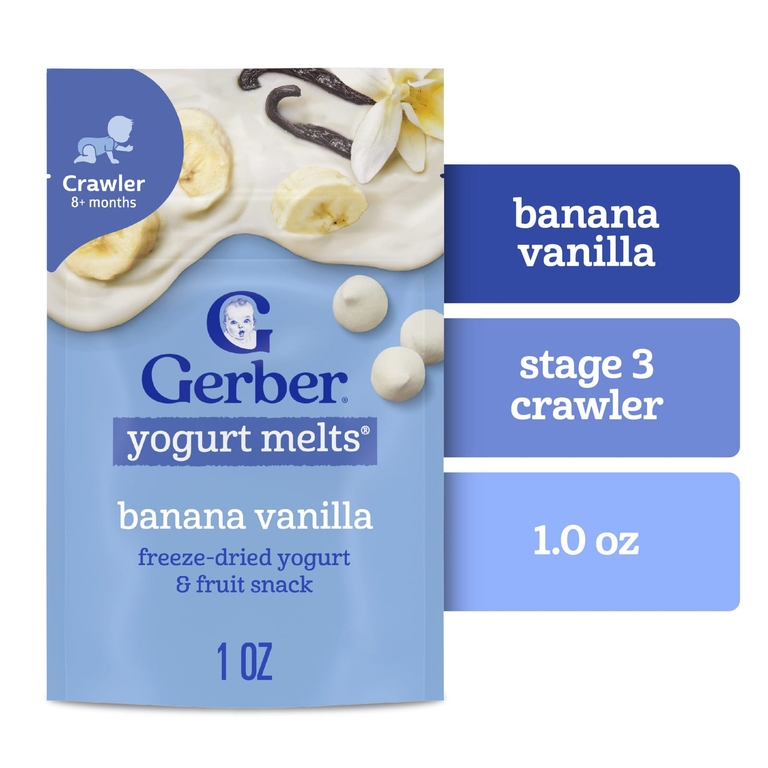 Gerber, Yogurt Melts®, для детей от 8 месяцев, банан и ваниль, 28 г (1 унция)