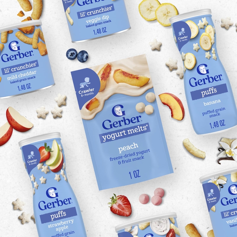 Gerber, Yogurt Melts®, для детей от 8 месяцев, банан и ваниль, 28 г (1 унция)