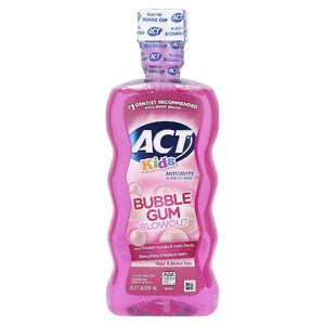 ACT, ополаскиватель для рта с фторидом, против кариеса, Bubble Gum Blowout®, без сахара и спирта, 500 мл (16,9 жидк. унции)