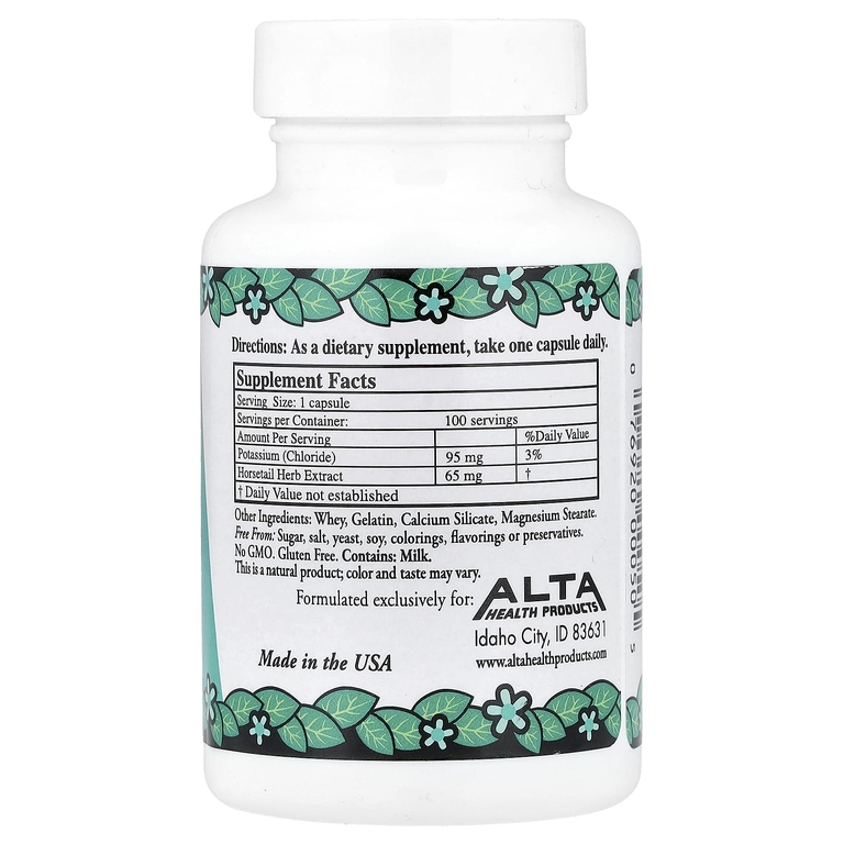 Alta Health, хлорид калия, с диоксидом кремния, 100 капсул