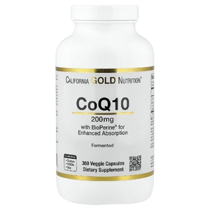 California Gold Nutrition, коэнзим Q10 с экстрактом чёрного перца Bioperine®, 360 вегетарианских капсул