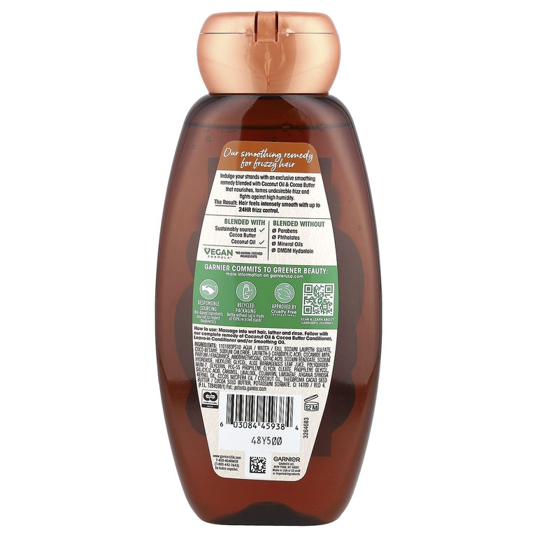 Garnier, Разглаживающий шампунь Whole Blends, «Масла кокоса и какао», 370 мл