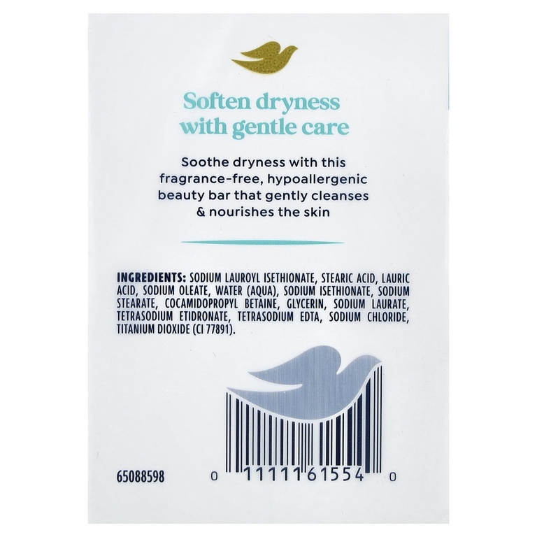 Dove, мыло для красоты, сенситивный, без отдушки, 4 батончика, 3,75 унции (106 г) в одном