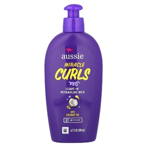 Aussie, Miracle Curls, несмываемое молочко для расчесывания волос с кокосовым маслом, для типов 3A–4A, 200 мл (6,7 жидк. унции)