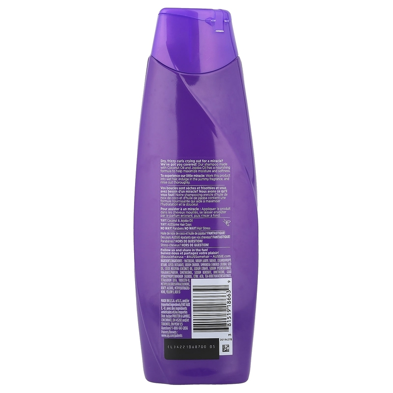Aussie, Miracle Curls, шампунь с маслами кокоса и жожоба, 360 мл (12,1 жидк. унции)