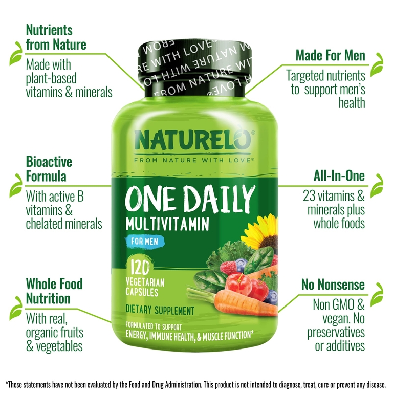 NATURELO, мультивитамины для мужчин, для ежедневного применения, 120 вегетарианских капсул